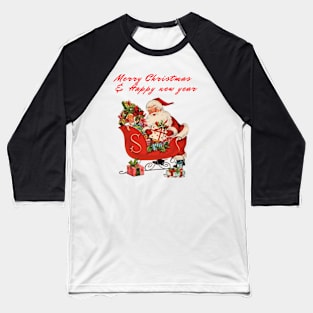 Retro Vintage Pink Santa Claus Baseball T-Shirt